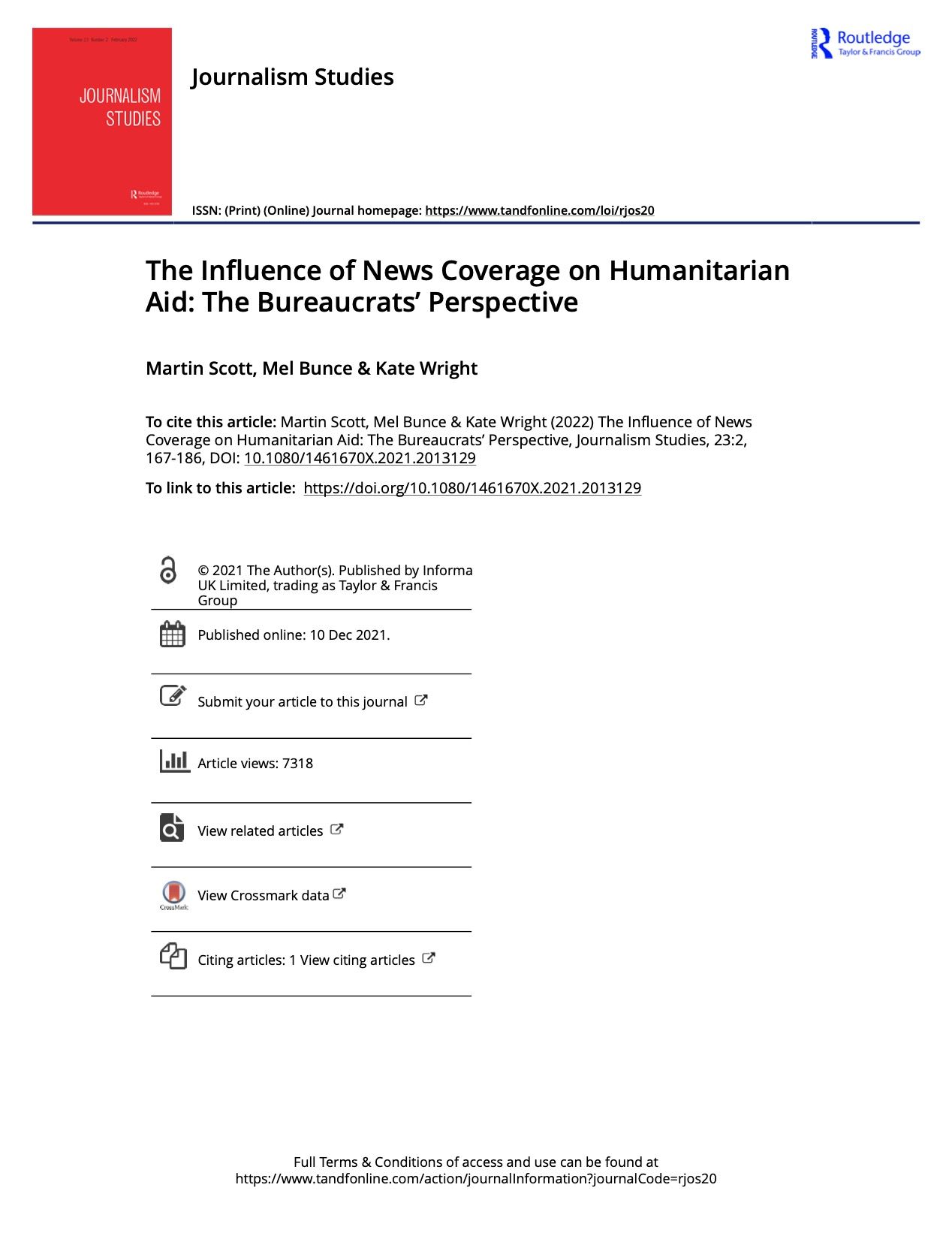 The Influence of News Coverage on Humanitarian Aid: The Bureaucrats’ Perspective