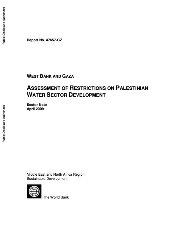Assessment of Restrictions on Palestinian Water Sector Development