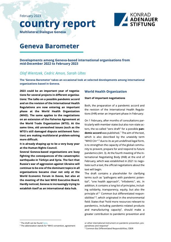 Briefing # 126 - Selected documents - Konrad Adenauer Foundation - Geneva Barometer 2022-2023 and Maps of the Month