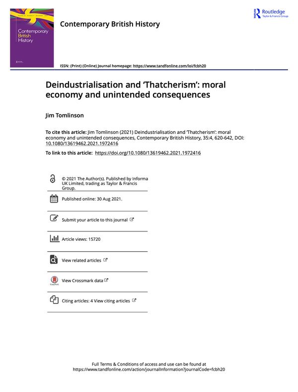 June 29, 2023 OP-ED - Selected document | Deindustrialisation and ‘Thatcherism’: moral economy and unintended consequences